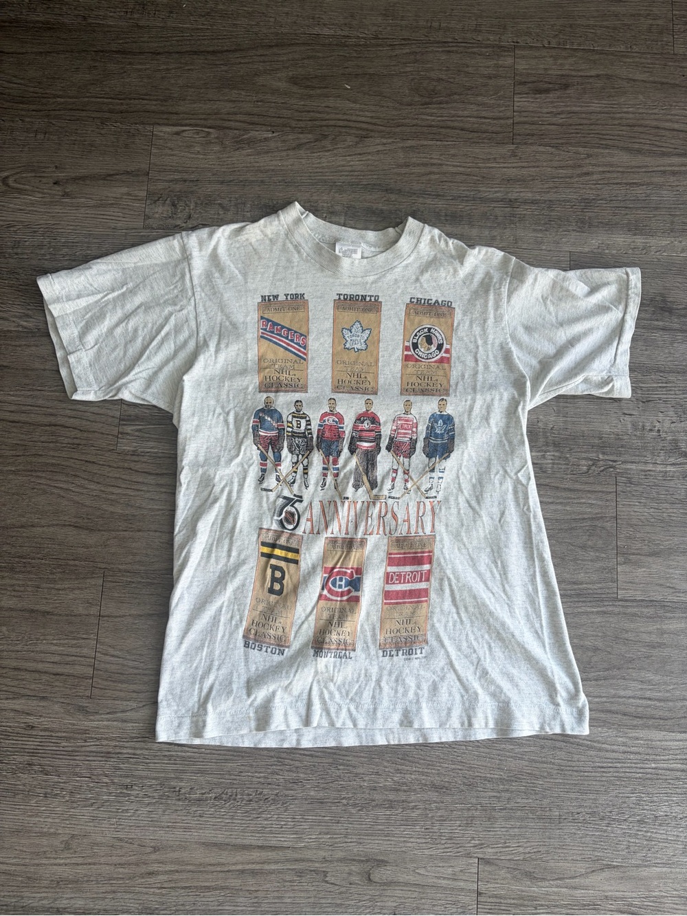 Vintage original six Hockey Graphic Tee - White